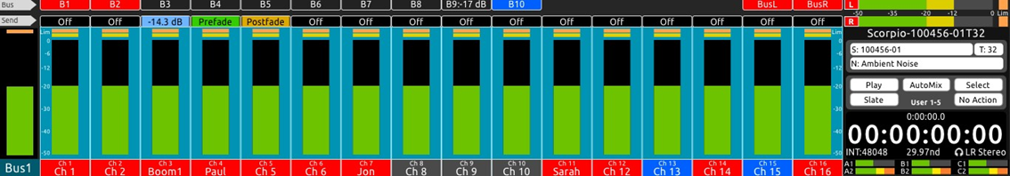 Bus Sends on Faders Ch 1-16